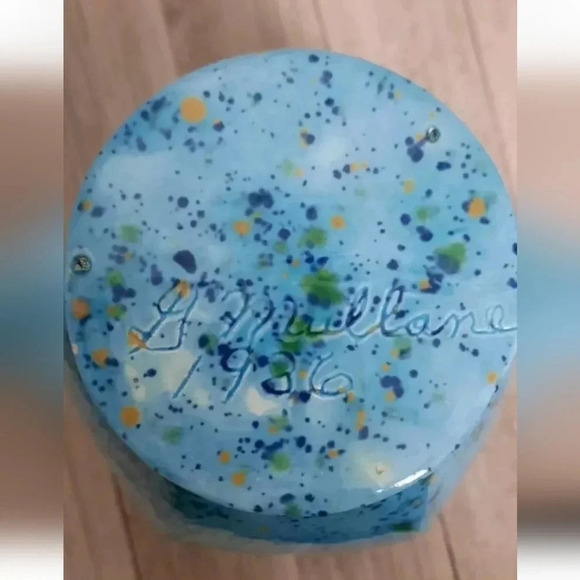 Ginger Jar Handcrafted Signed Medium Blue Colorful Splash Jar - Picture 7 of 8